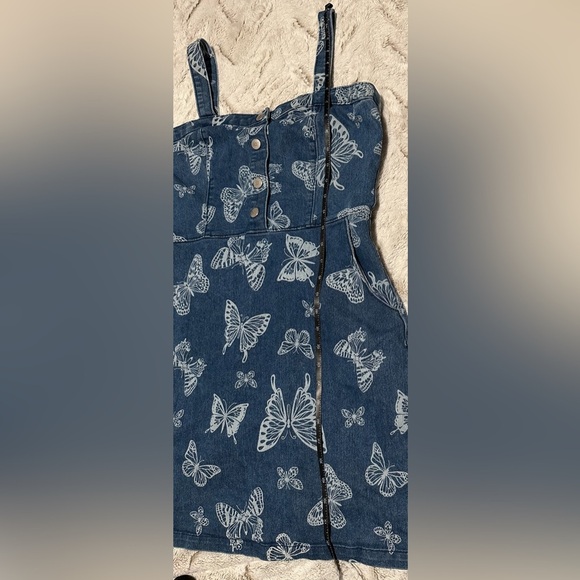 NoBo No Boundaries Denim Butterfly Mini Halter Dress Size Large 11-13 - Picture 3 of 10